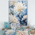 thumbnail image 1 of Designart "Minimalist Painting Of Blooming Mums In Blue And White II" Mums Floater Framed Wall Decor, 1 of 5