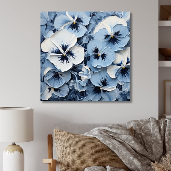 Designart "Minimalist Pansies In The Shadows II" Pansies Wall Decor