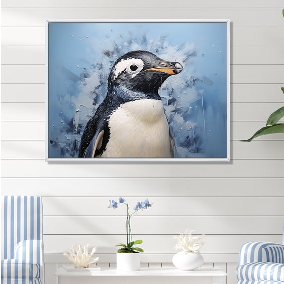 Designart "Minimalist Penguin Portraiture" Penguin Floater Framed Canvas Prints