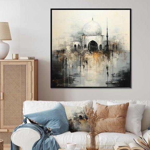 Designart "Minimalist Perspective: Islamic Mosque" Islam Floater Framed Canvas Prints
