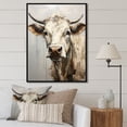 thumbnail image 1 of Designart "Minimalist Portrait Of A Beige Cow I" Animals Cow Floater Framed Wall Art Living Room, 1 of 5