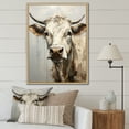 thumbnail image 1 of Designart "Minimalist Portrait Of A Beige Cow I" Animals Cow Floater Framed Wall Art Living Room, 1 of 5