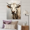 thumbnail image 1 of Designart "Minimalist Portrait Of A Beige Cow I" Animals Cow Wall Art Living Room, 1 of 7