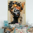 thumbnail image 1 of Designart "Minimalist Portrait Of A Stylish African Woman" Africa Picture Framed Wall Art Living Room, 1 of 5