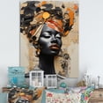thumbnail image 1 of Designart "Minimalist Portrait Of A Stylish African Woman" Africa Wall Art Living Room, 1 of 7