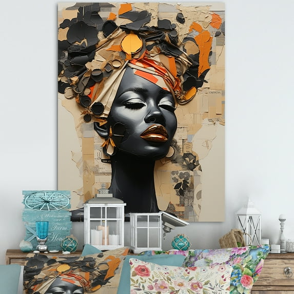 Designart "Minimalist Portrait Of A Stylish African Woman" Africa Wall Art Living Room
