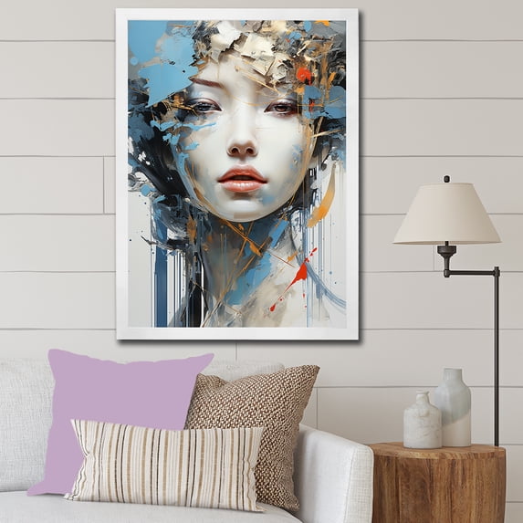 Designart "Minimalist Portrait Of An Asian Woman" Asian Art Picture Framed Canvas Art Print