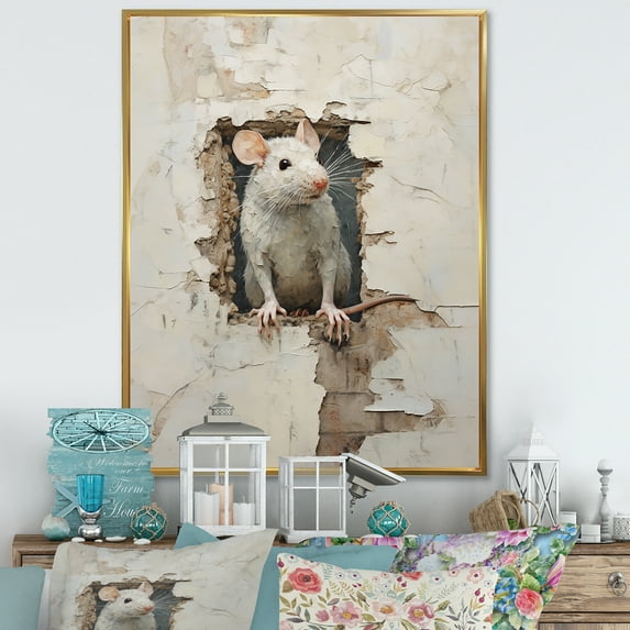Designart "Minimalist Rodent Charm I" Rodent Floater Framed Canvas Prints