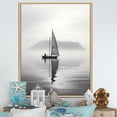 thumbnail image 1 of Designart "Minimalist Sailboat On Lake" Coastal Floater Framed Wall Art Prints, 1 of 5