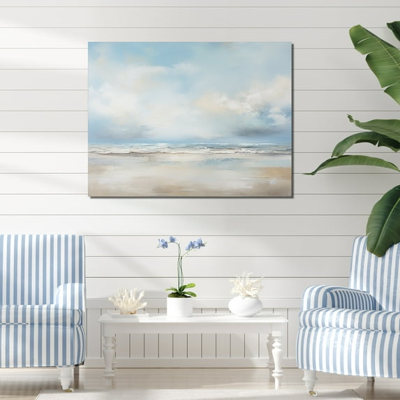 Designart "Minimalist Scenery Along The Coastal Beach V" Coastal Ocean Wall Art Prints