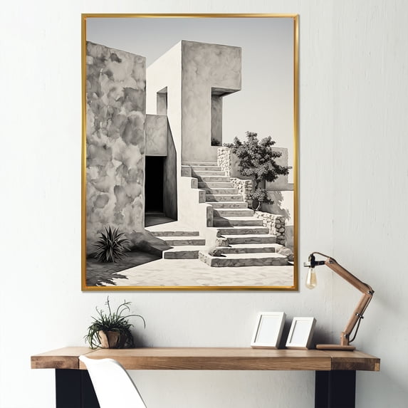 Designart "Minimalist Scenery Depicting The Harmony Of Elements V" Power Plants Floater Framed Canvas Prints