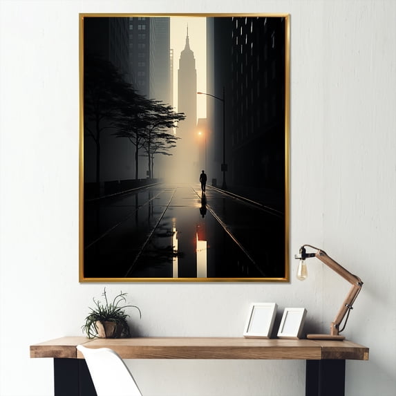 Designart "Minimalist Scenery Featuring Skyscrapers In Photography II" Skyscrapers Floater Framed Canvas Art Print