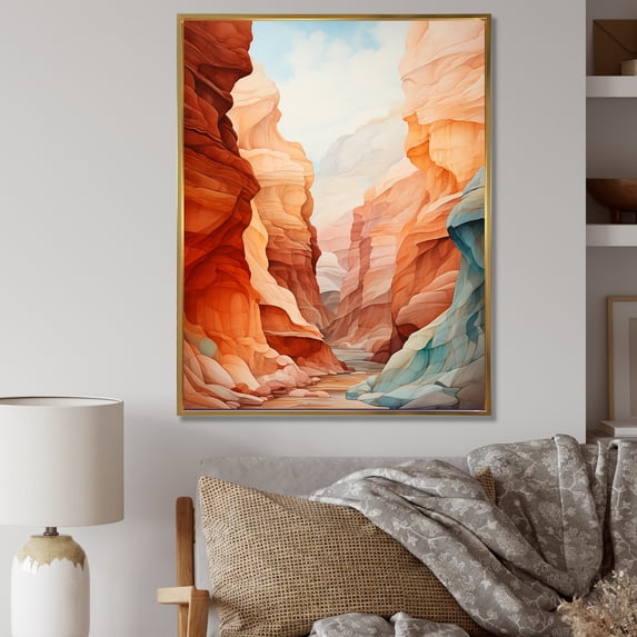 Designart "Minimalist Scenery Of The Canyon Desert" Canyon Floater Framed Canvas Prints