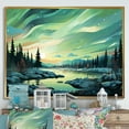 thumbnail image 1 of Designart "Minimalist Scenery Of The Northern Lights" Northern Lights Floater Framed Canvas Wall Art, 1 of 5