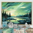 thumbnail image 1 of Designart "Minimalist Scenery Of The Northern Lights" Northern Lights Floater Framed Canvas Wall Art, 1 of 5