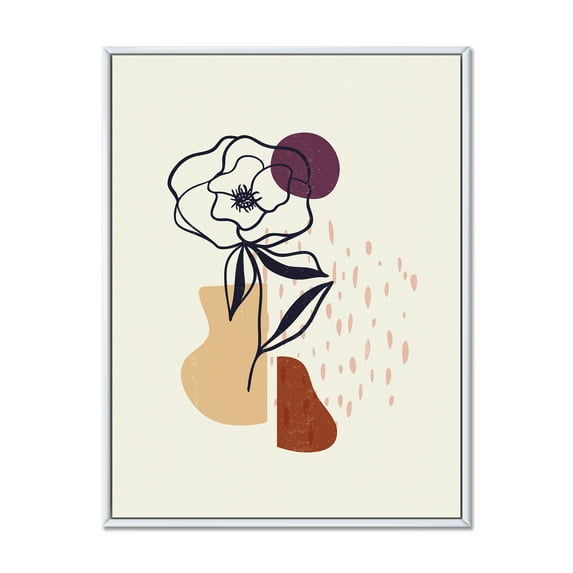 Designart 'Minimalist Shapes With Ancient Flower I' Modern Framed Canvas Wall Art Print
