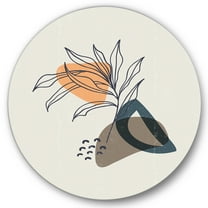 Designart 'Minimalist Shapes With Ancient Plant I' Modern Circle Metal Wall Art 36x36 - Disc of 36