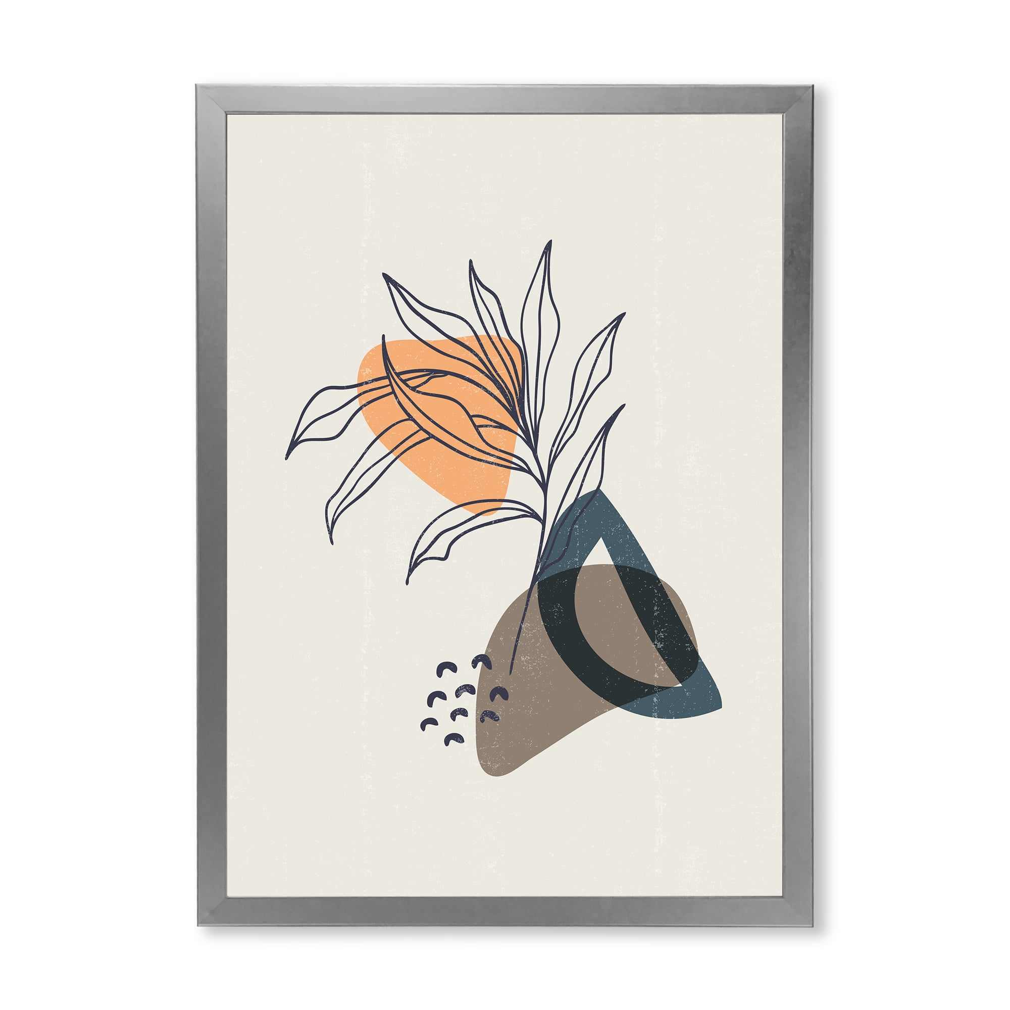 Designart 'Minimalist Shapes With Ancient Plant I' Modern Framed Art Print