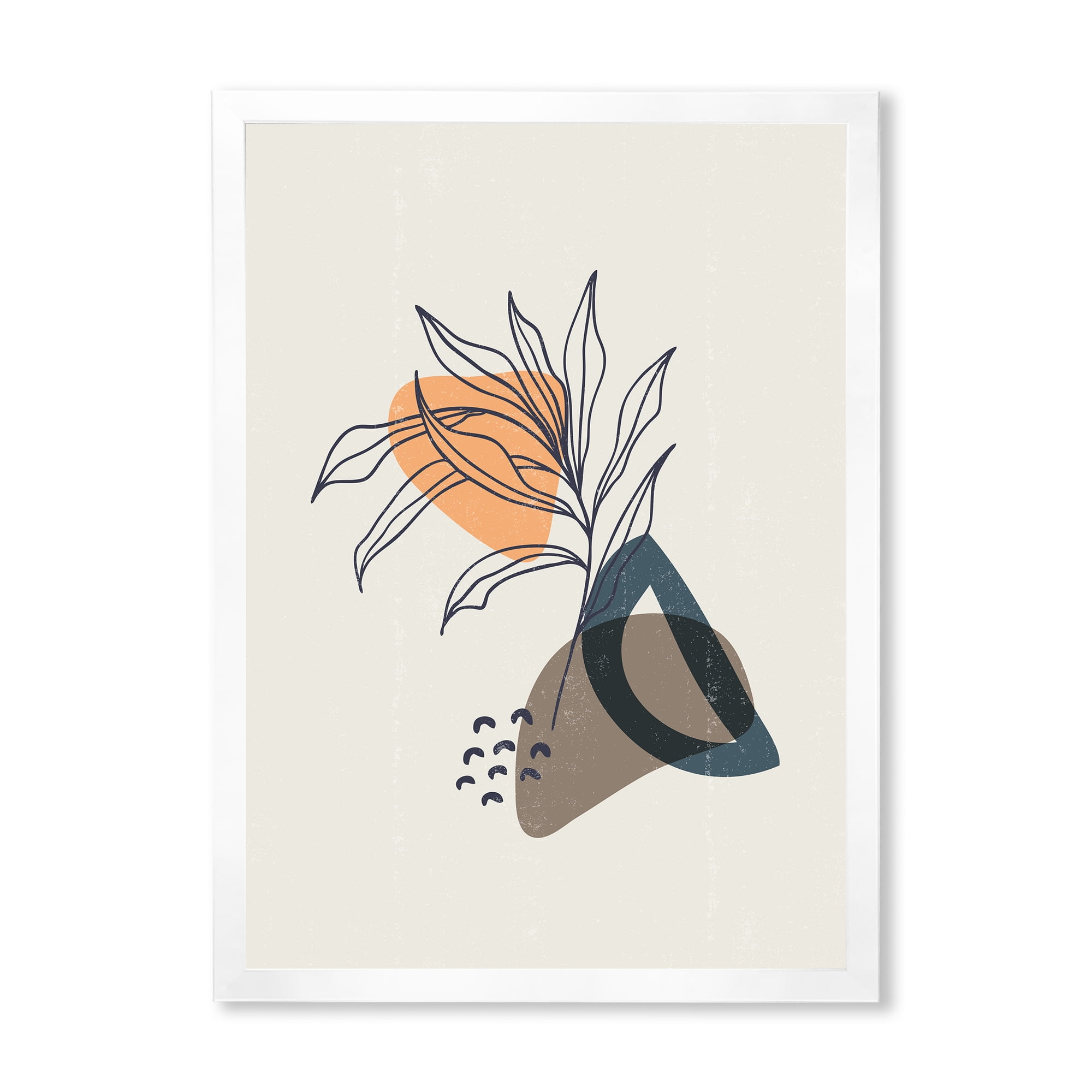 Designart 'Minimalist Shapes With Ancient Plant I' Modern Framed Art Print
