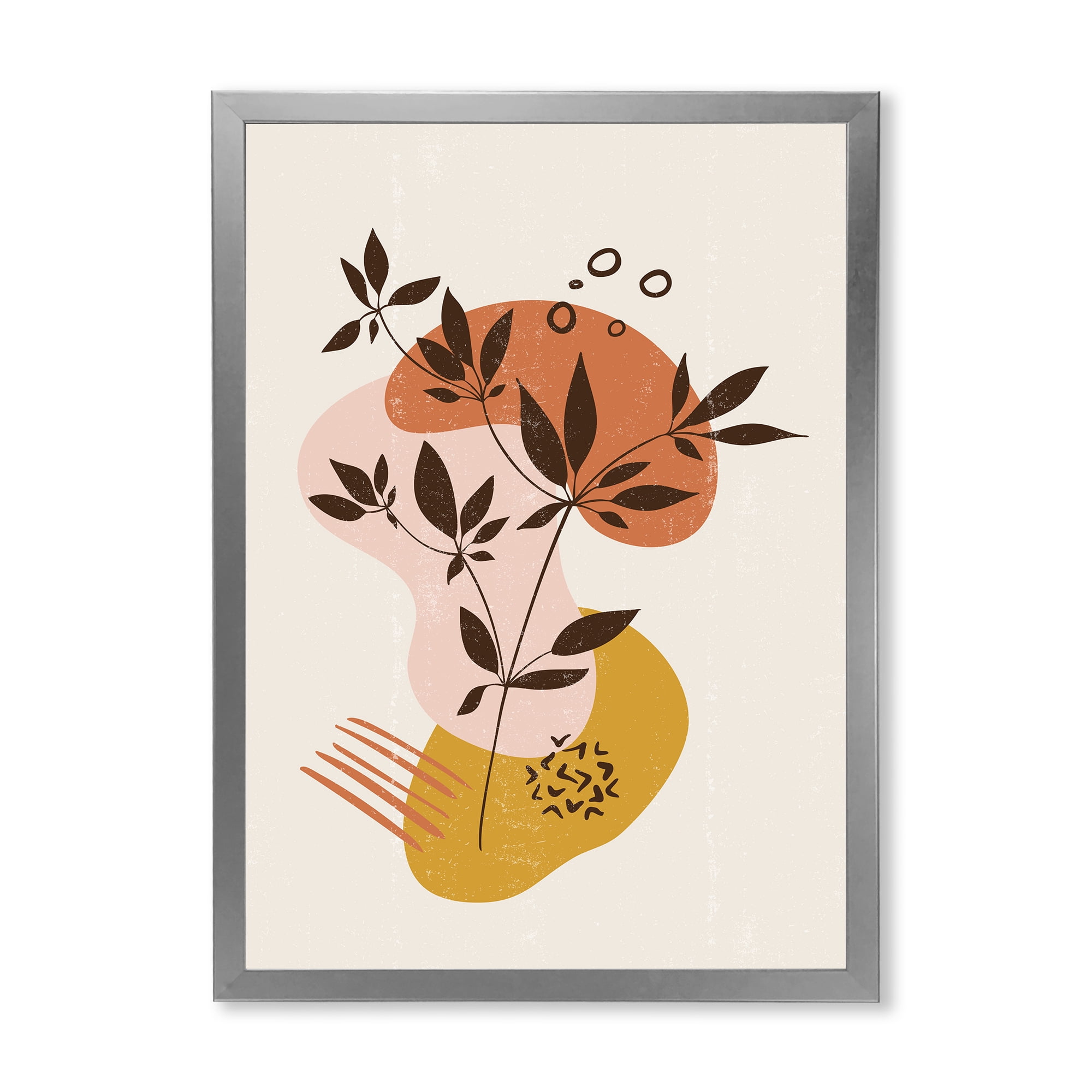Designart 'Minimalist Shapes With Ancient Plant II' Modern Framed Art Print