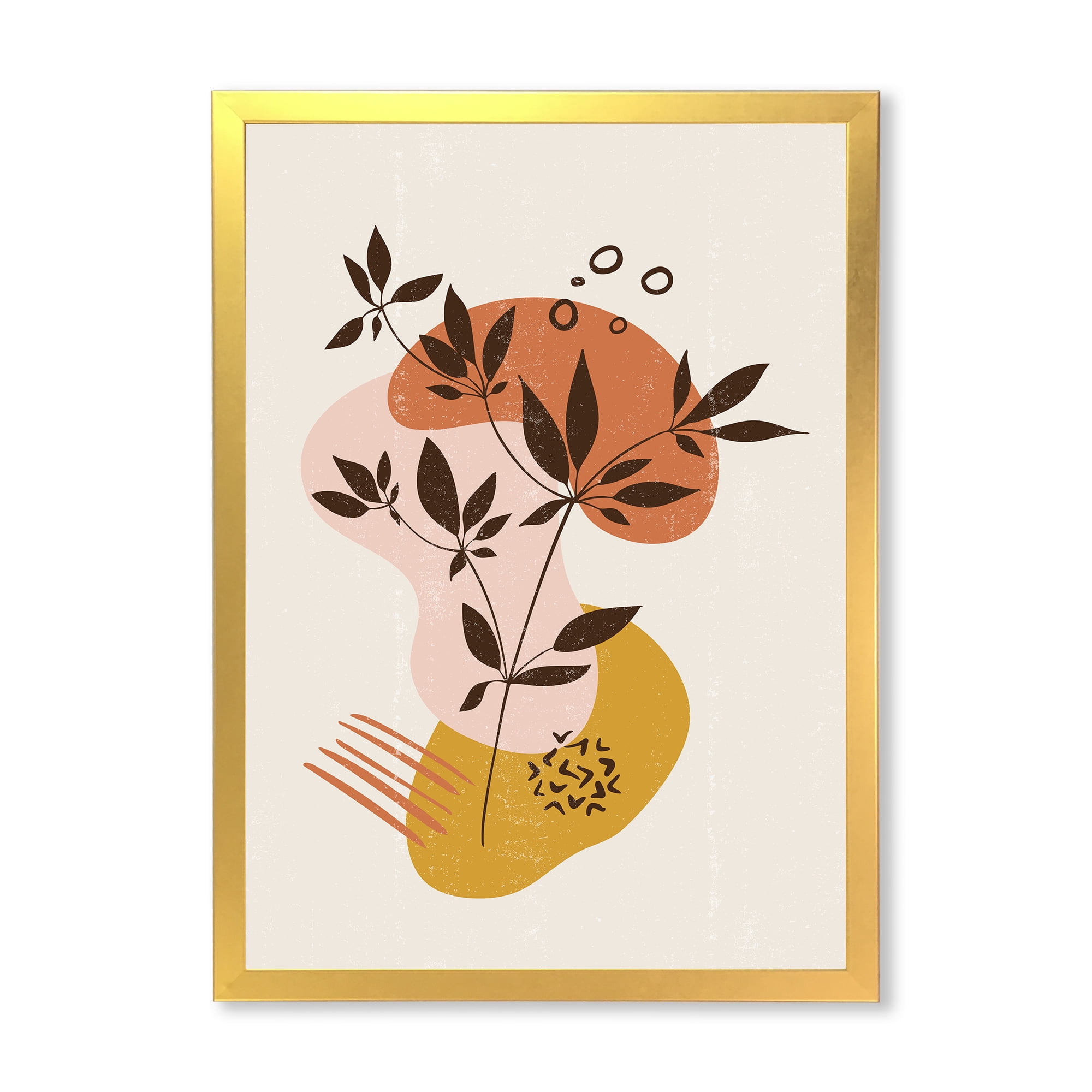 Designart 'Minimalist Shapes With Ancient Plant II' Modern Framed Art Print