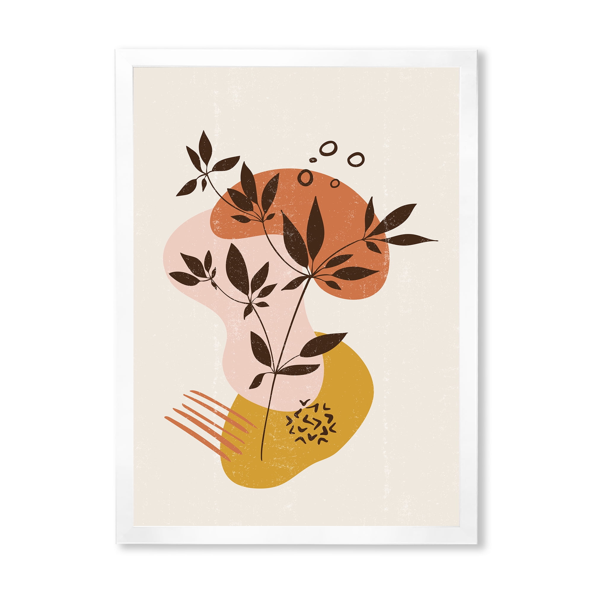 Designart 'Minimalist Shapes With Ancient Plant II' Modern Framed Art Print