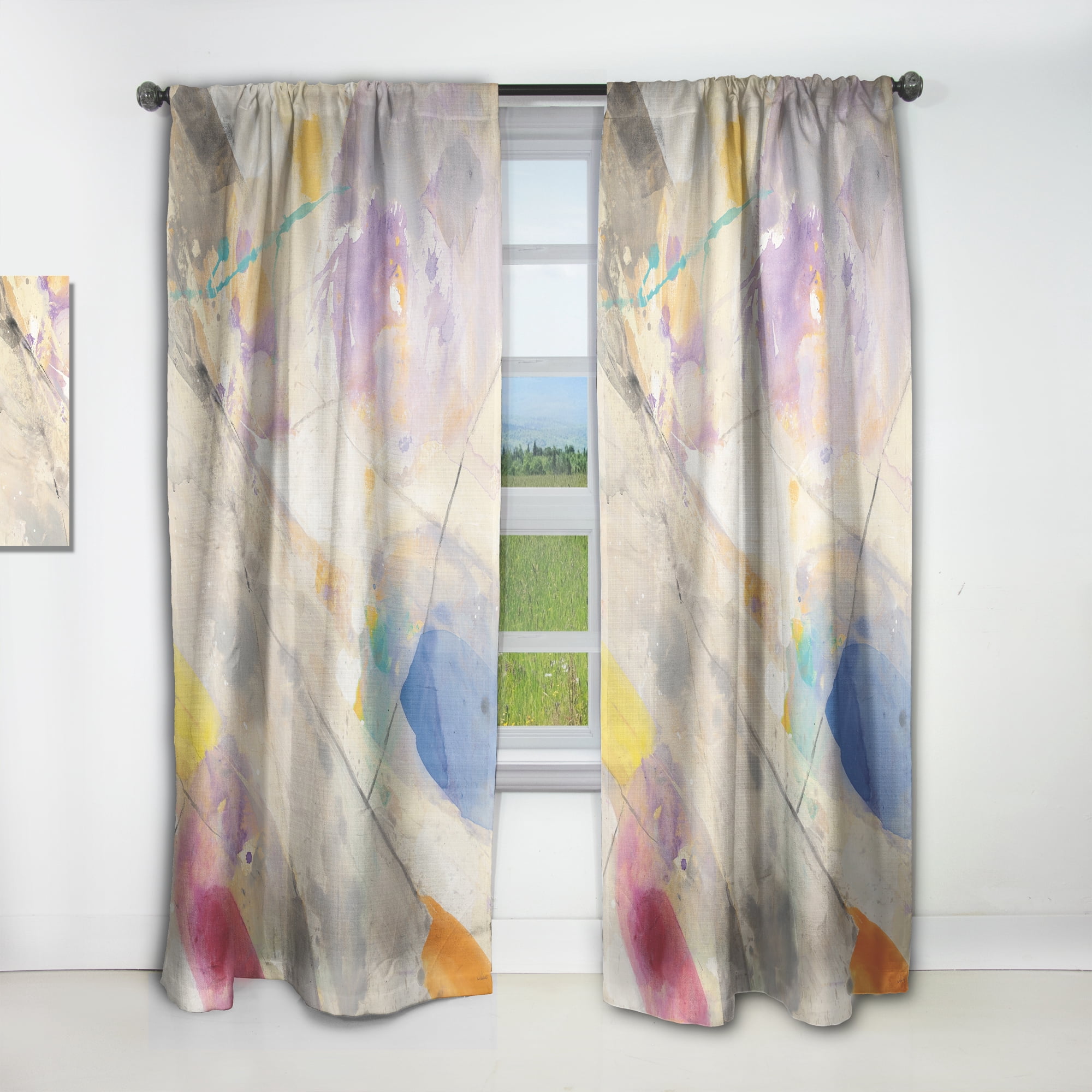 Designart 'Minimalist Spring Confetti I' Modern & Contemporary Curtain Panel