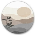 thumbnail image 1 of Designart 'Minimalist Sunset Over Mountain Landscape' Modern Circle Metal Wall Art 36x36 - Disc of 36, 1 of 5