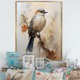 thumbnail image 1 of Designart "Minimalist Taupe Avian On Limb I" Animals Bird Floater Framed Wall Art Living Room, 1 of 5