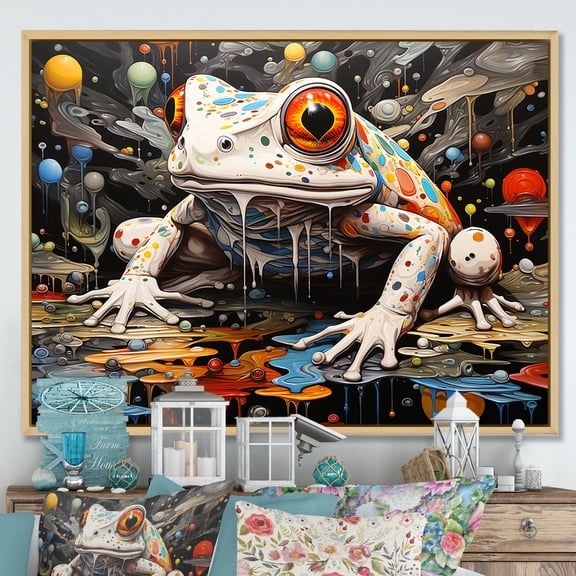 Designart "Minimalist Toads In Frog World" Frogs & Toads Floater Framed Wall Art Prints