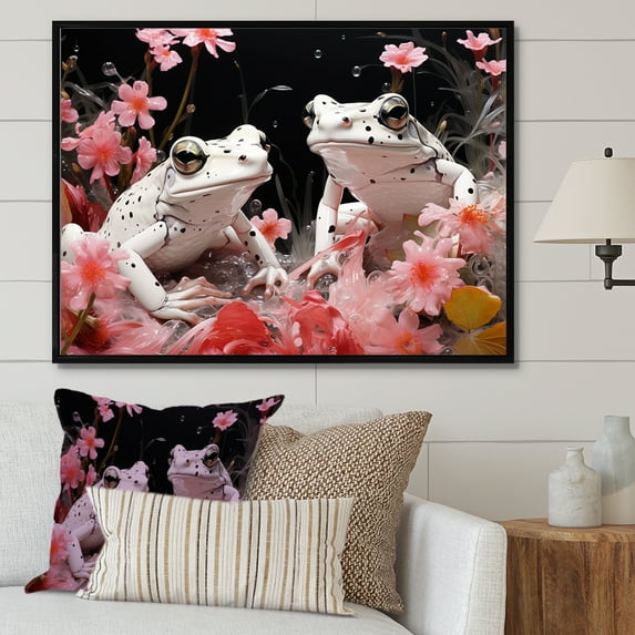 Designart "Minimalist Toads In Frog World I" Frogs & Toads Floater Framed Canvas Wall Art