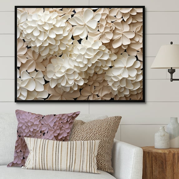Designart "Minimalist Vintage Hydrangea II" Hydrangea Floater Framed Canvas Art Print