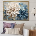 thumbnail image 1 of Designart "Minimalist White And Blue Dahlia Blossoms" Dahlia Floater Framed Wall Art Living Room, 1 of 5