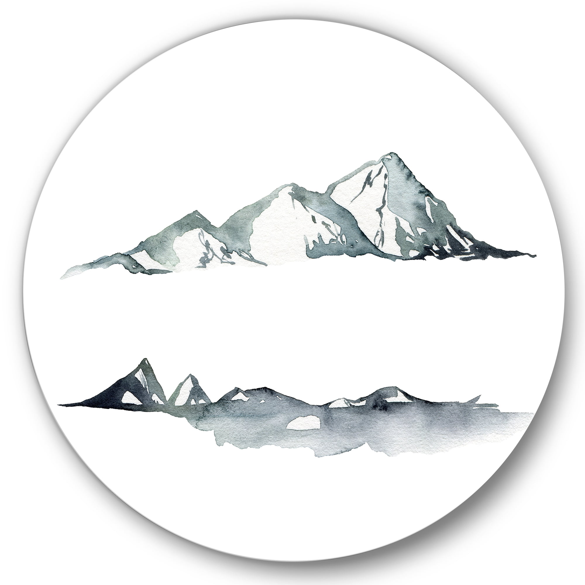 Designart 'Minimalistic Dark Blue Mountains Landscape' Modern Circle Metal Wall Art 36x36 - Disc of 36