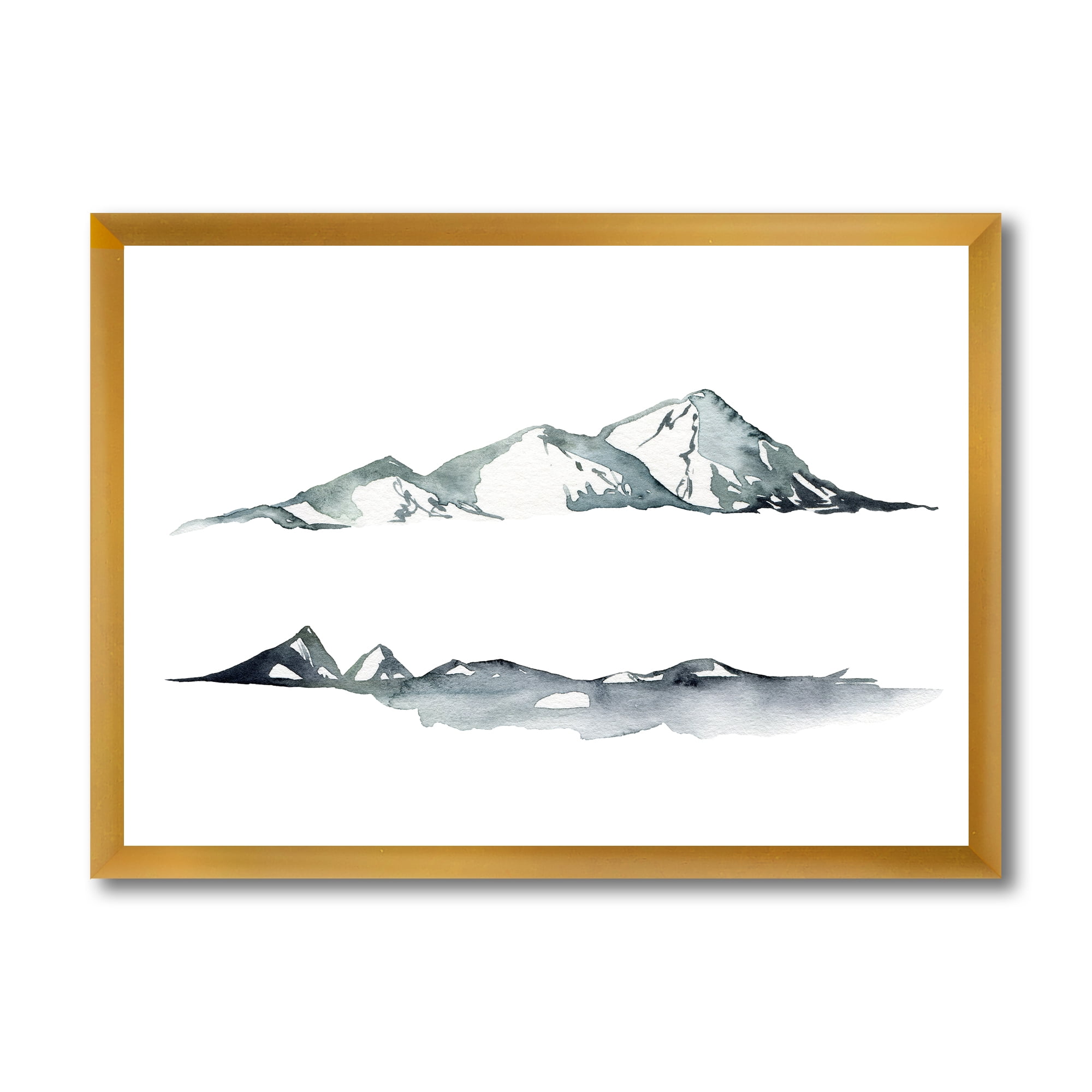 Designart 'Minimalistic Dark Blue Mountains Landscape' Modern Framed Art Print