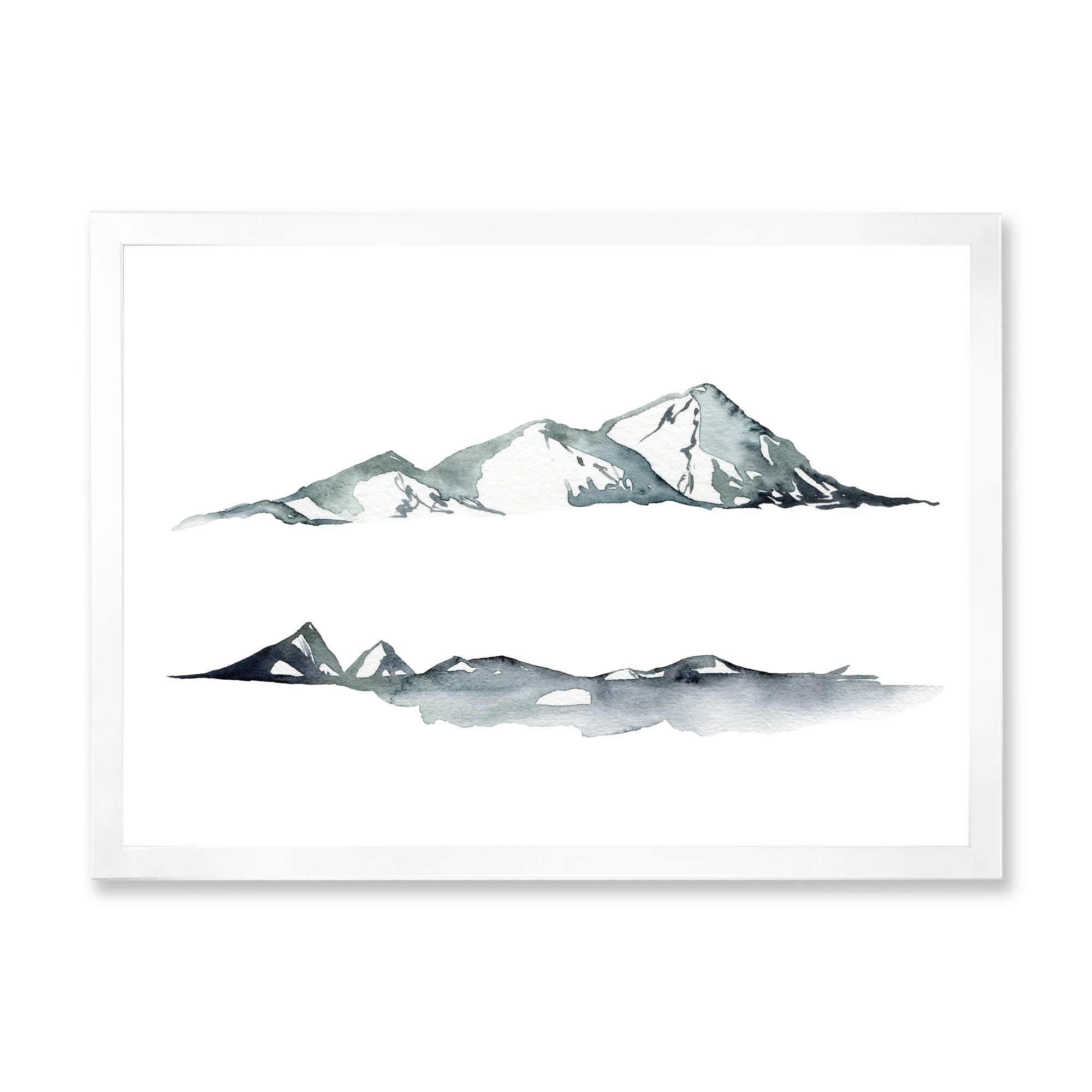 Designart 'Minimalistic Dark Blue Mountains Landscape' Modern Framed Art Print