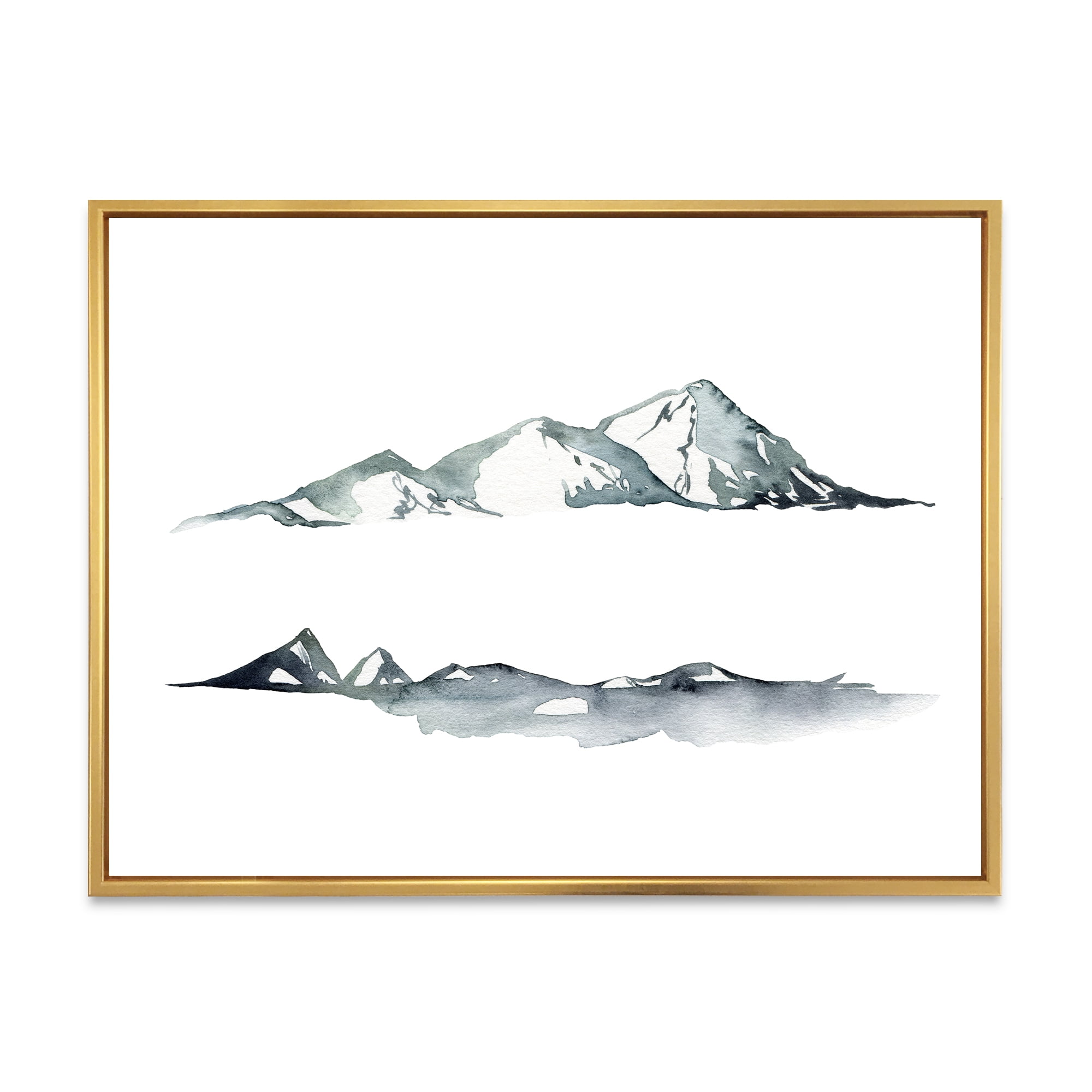 Designart 'Minimalistic Dark Blue Mountains Landscape' Modern Framed Canvas Wall Art Print