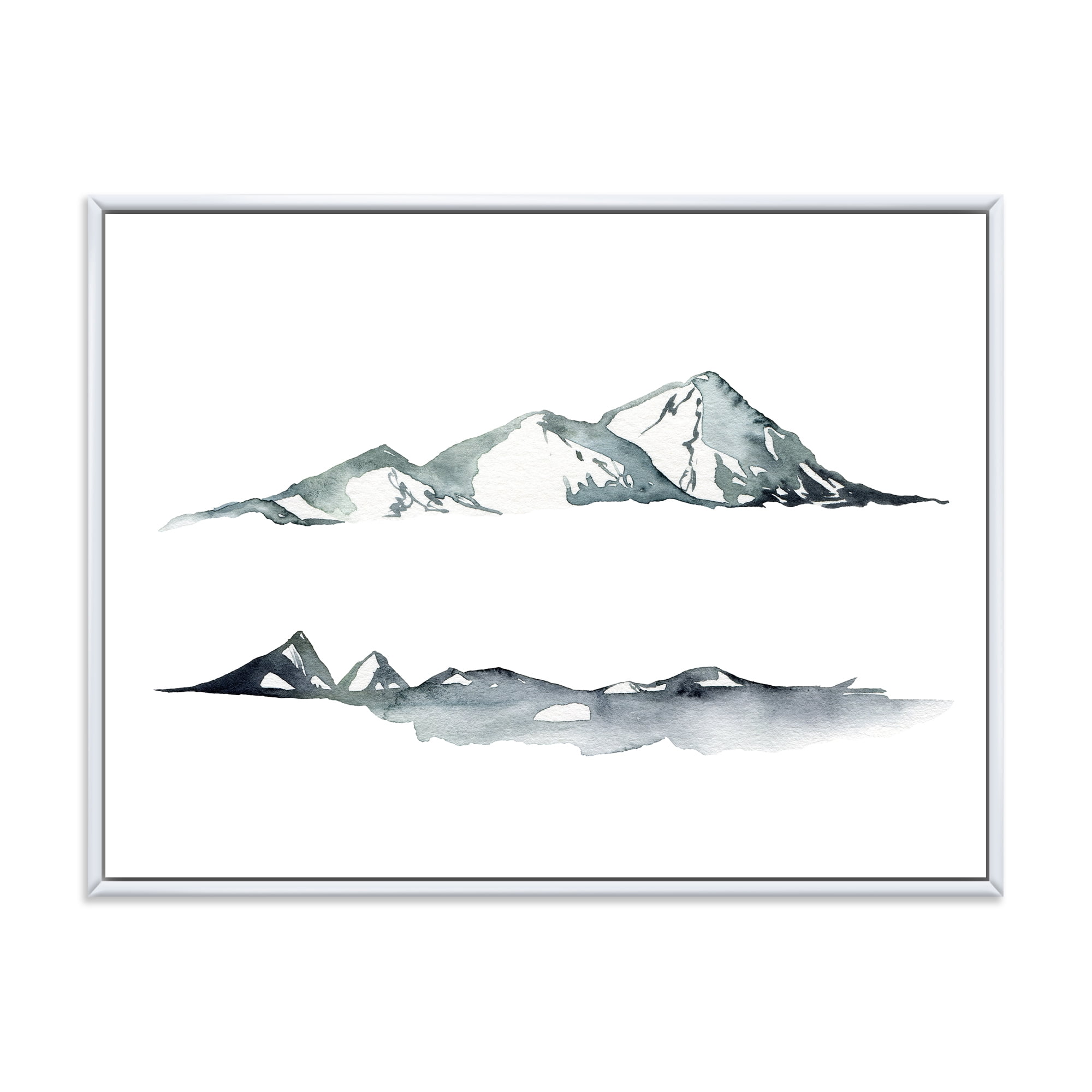 Designart 'Minimalistic Dark Blue Mountains Landscape' Modern Framed Canvas Wall Art Print