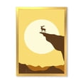 thumbnail image 1 of Designart 'Minimalistic Deer At Sunset On Mountain Top' Lake House Framed Art Print, 1 of 4