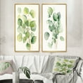 thumbnail image 1 of Designart "Minimalistic Eucalyptus Essence in White and Green VI" Floral Framed Wall Art Set Of 2 - White Floral Framed Canvas Set For Living Room Decor, 1 of 7