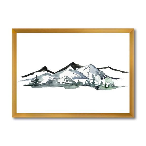 Designart 'Minimalistic Fir Forest and Winter Mountains I' Modern Framed Art Print