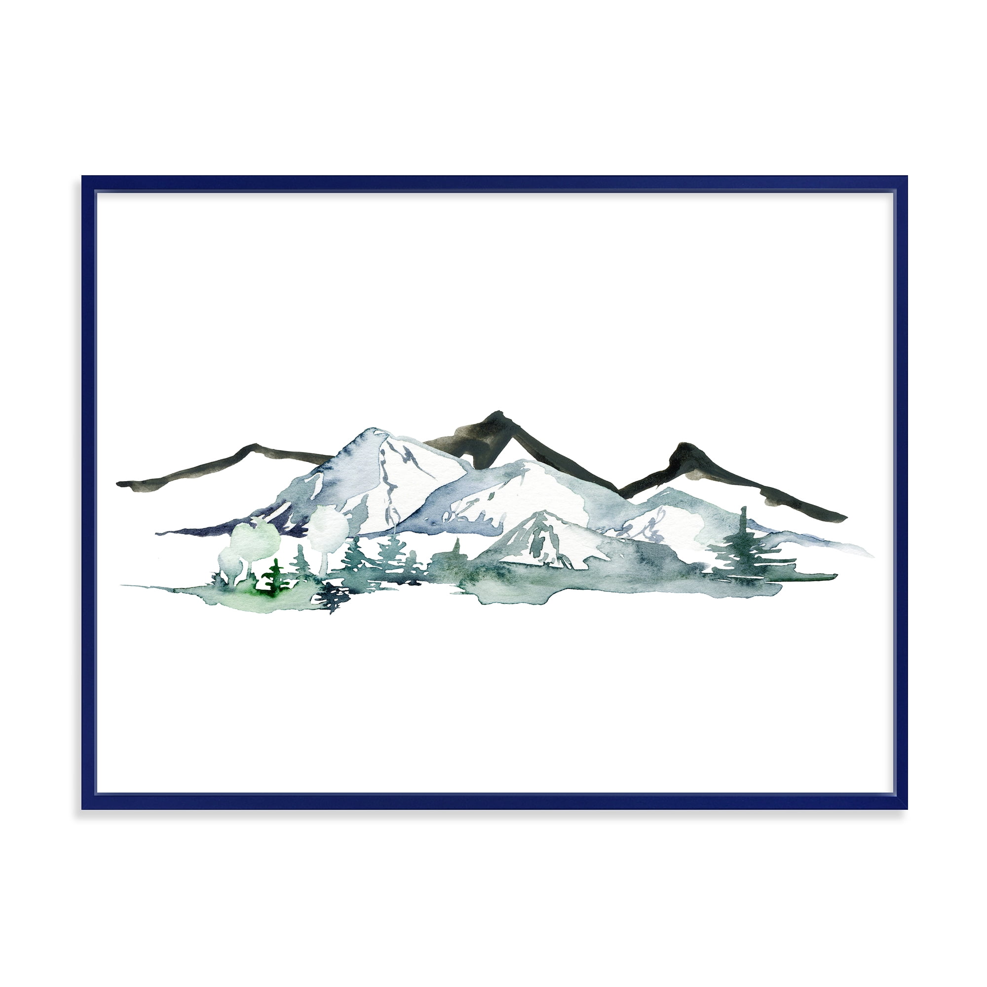 Designart 'Minimalistic Fir Forest and Winter Mountains I' Modern Framed Canvas Wall Art Print