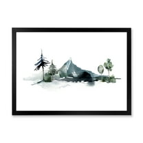 Designart 'Minimalistic Fir Forest and Winter Mountains II' Modern Framed Art Print