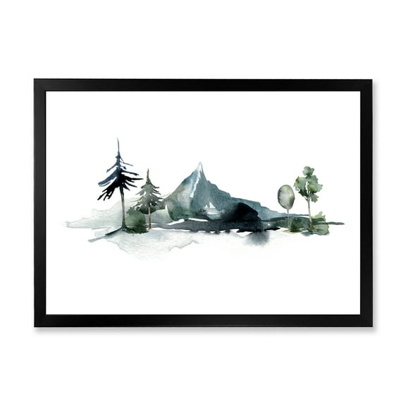 Designart 'Minimalistic Fir Forest and Winter Mountains II' Modern Framed Art Print
