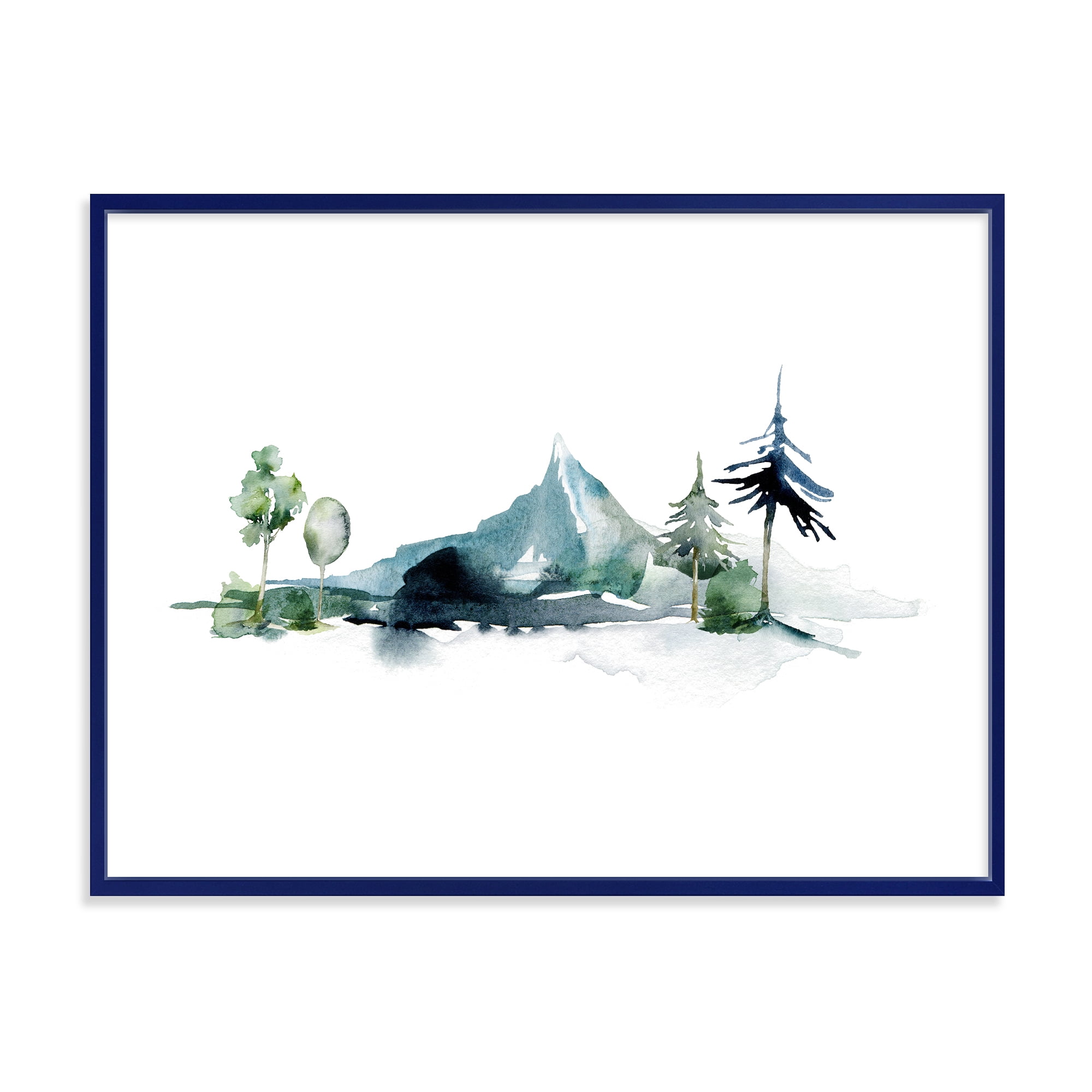Designart 'Minimalistic Fir Forest and Winter Mountains II' Modern Framed Canvas Wall Art Print