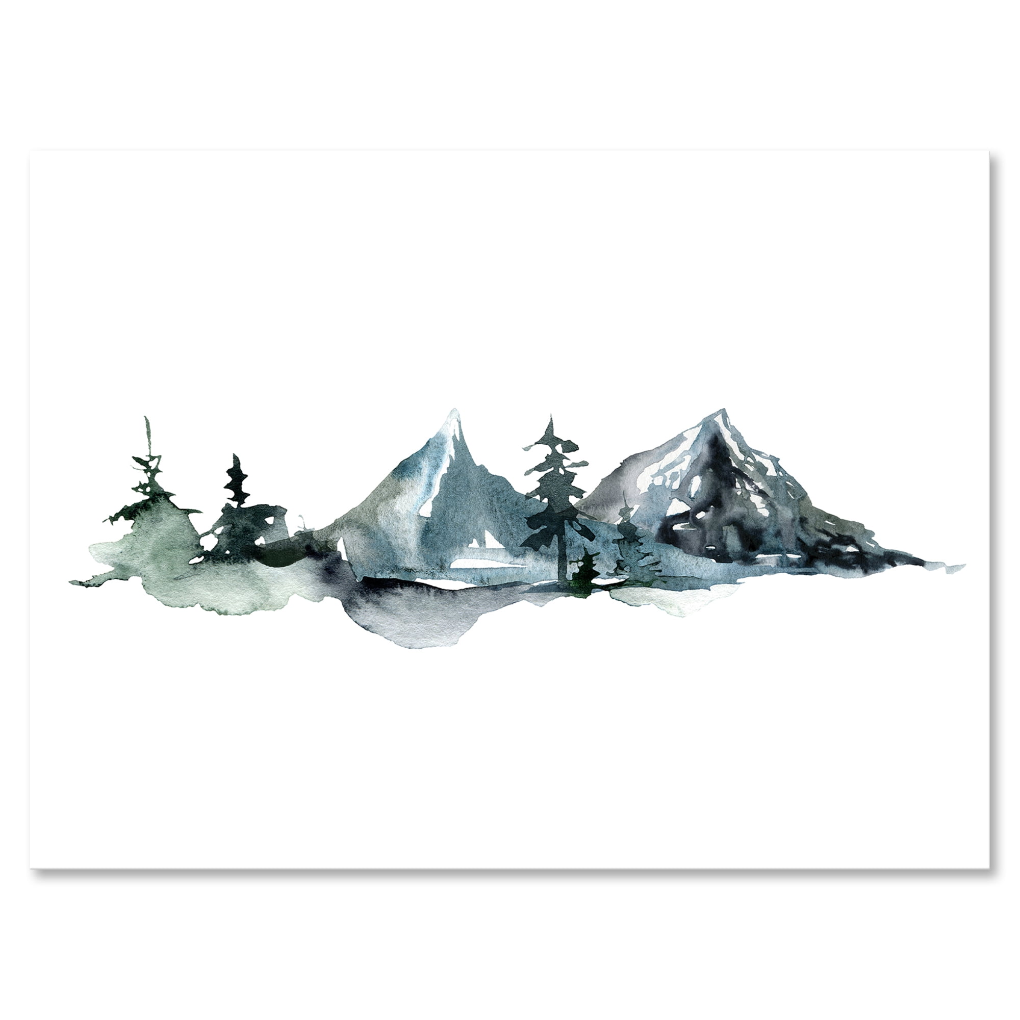 Designart ' Minimalistic Fir Forest and Winter Mountains III ' Modern Canvas Wall Art Print