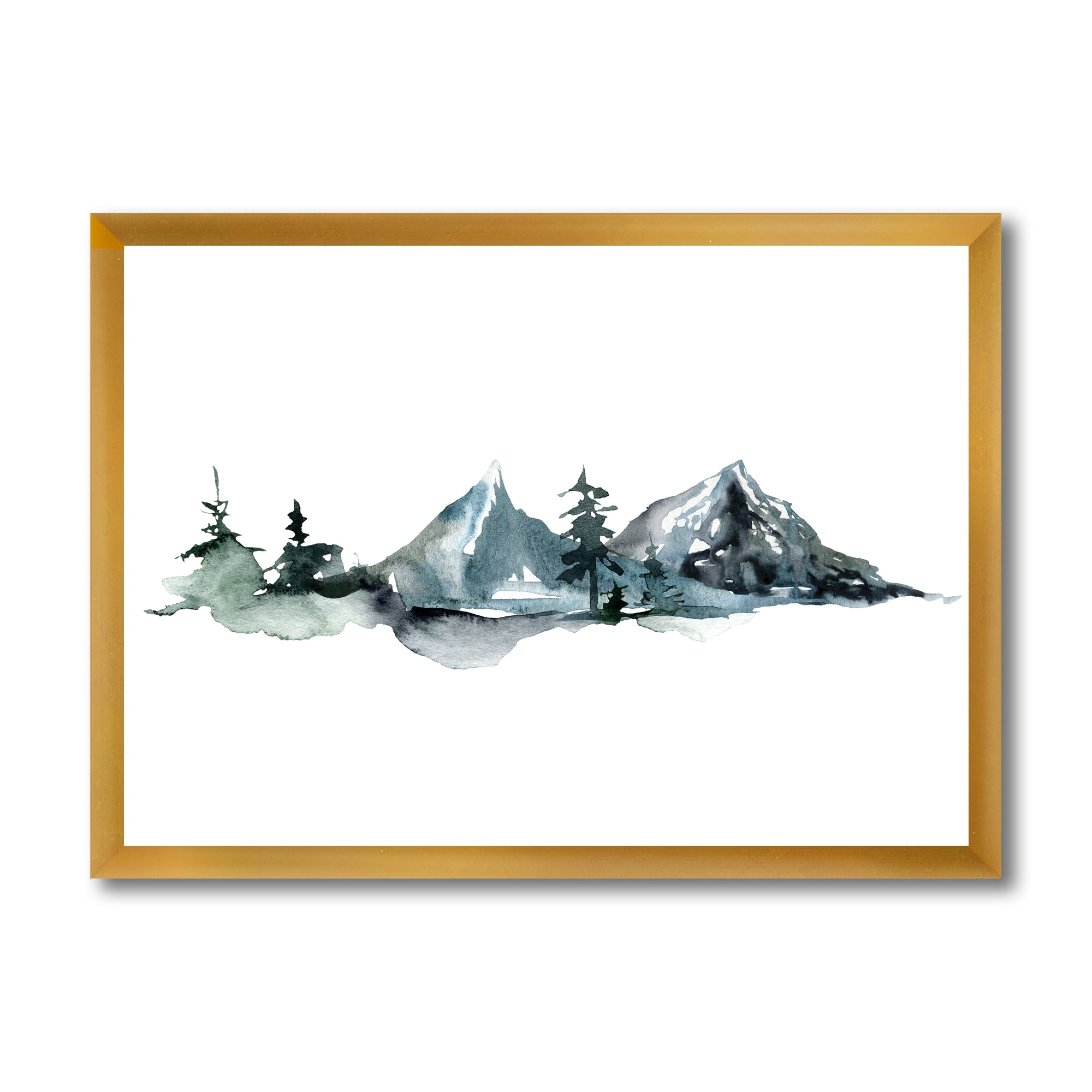 Designart 'Minimalistic Fir Forest and Winter Mountains III' Modern Framed Art Print