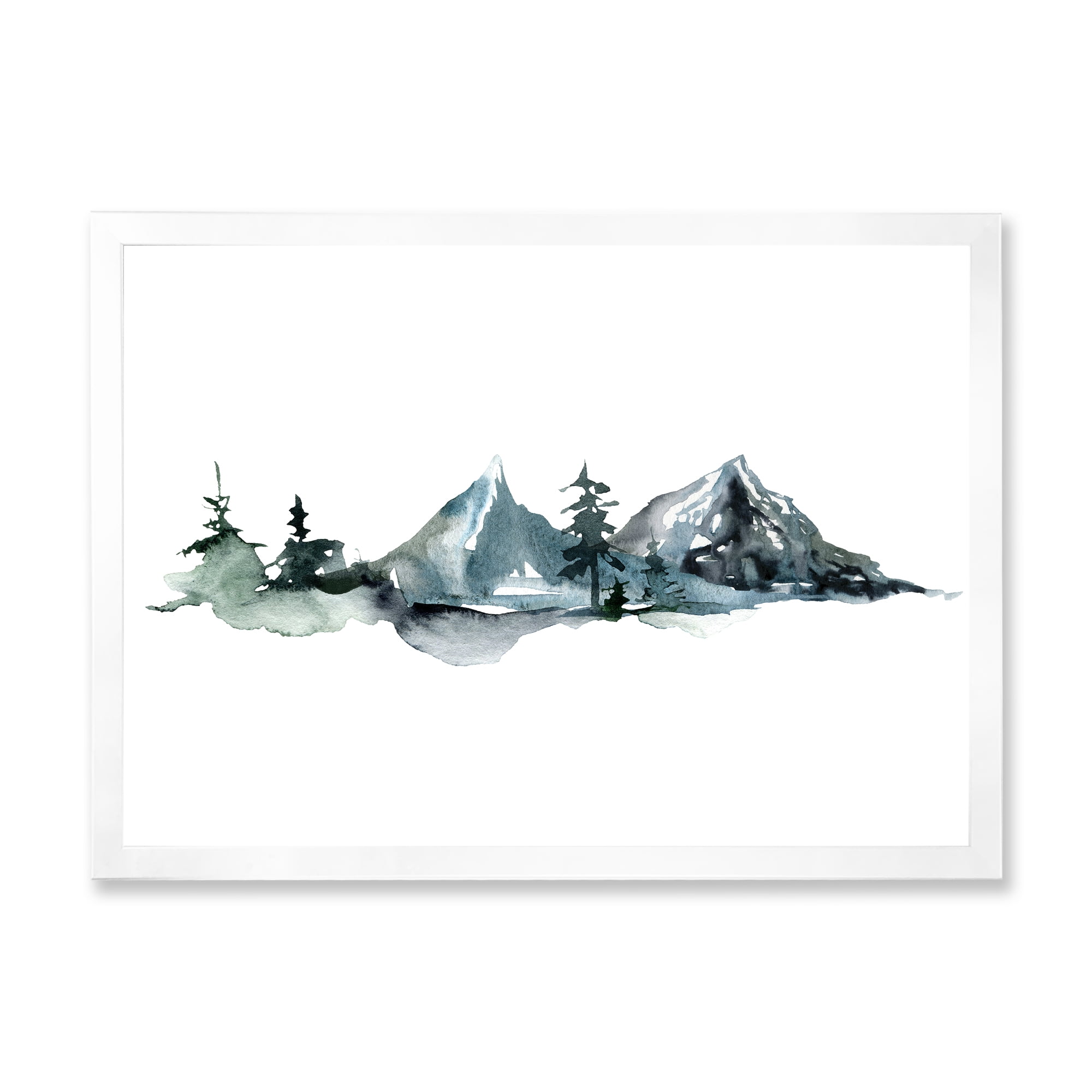 Designart 'Minimalistic Fir Forest and Winter Mountains III' Modern Framed Art Print