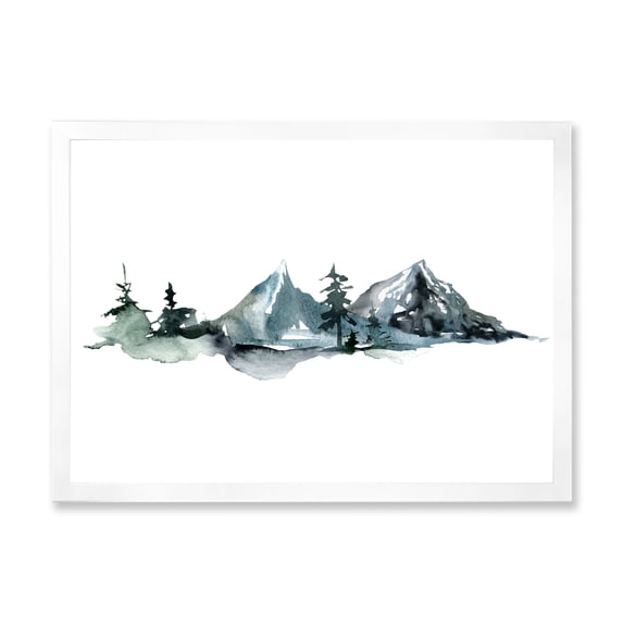 Designart 'Minimalistic Fir Forest and Winter Mountains III' Modern Framed Art Print