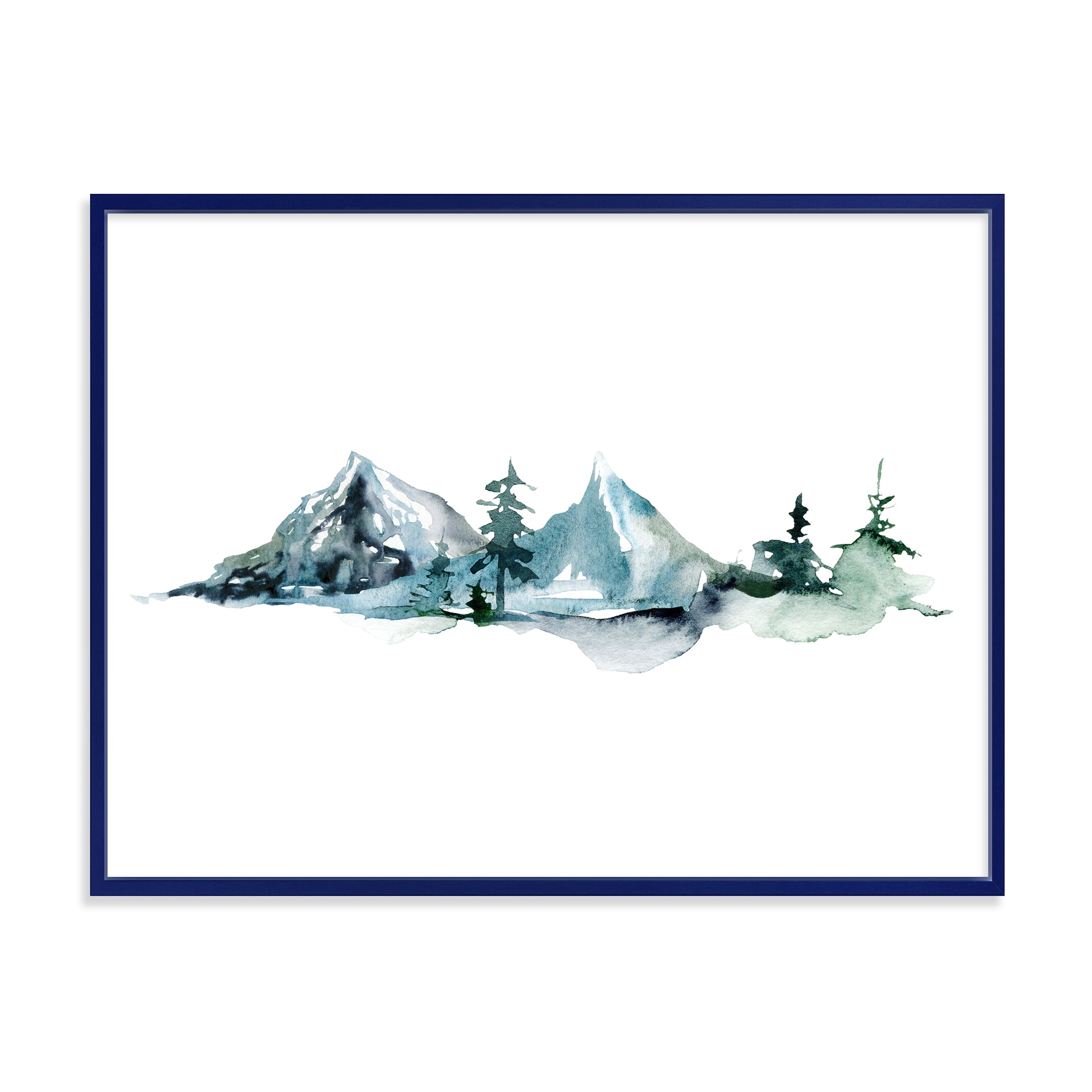 Designart 'Minimalistic Fir Forest and Winter Mountains III' Modern Framed Canvas Wall Art Print